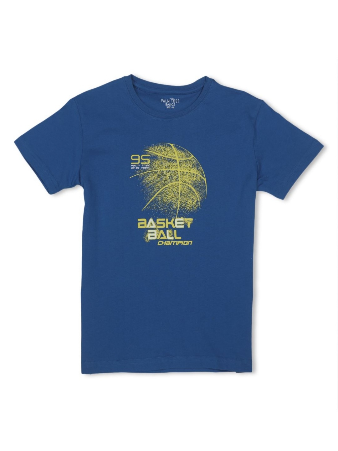 

Palm Tree Boys Graphic Printed Round Neck Cotton T-Shirt, Blue