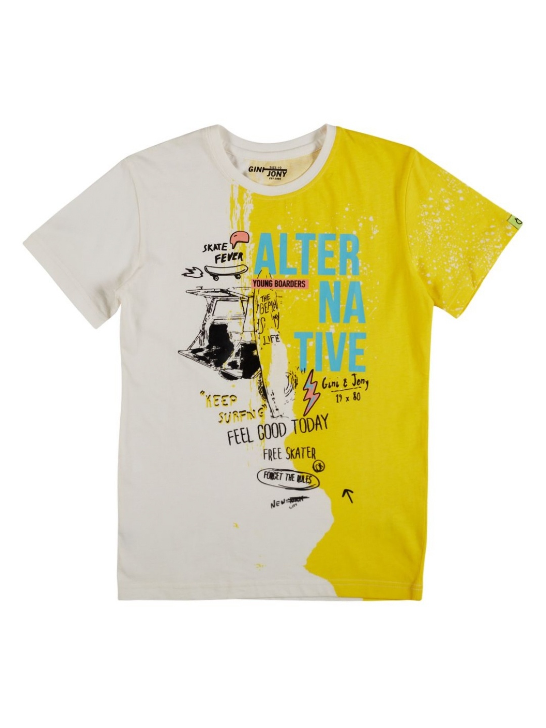 

Gini and Jony Boys Colourblocked Round Neck Cotton T-shirt, Yellow