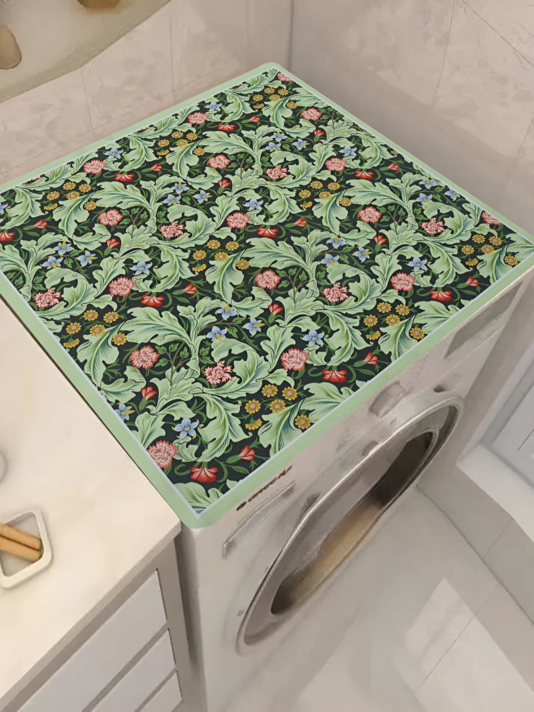 

Homecloud Green & Blue Floral Printed Waterproof Washing Machine Cover