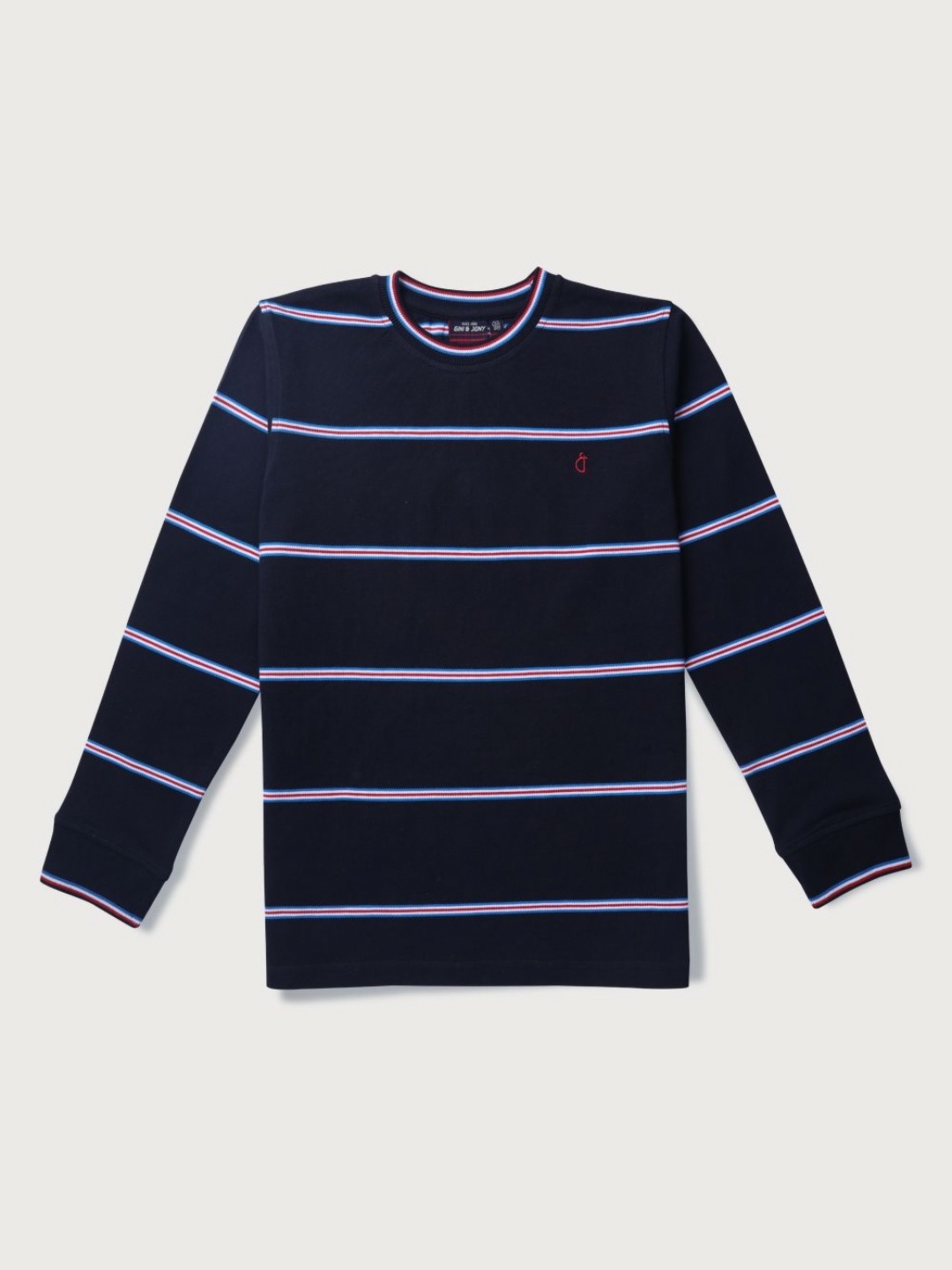 

Gini and Jony Boys Striped Round Neck Cotton T-shirt, Navy blue