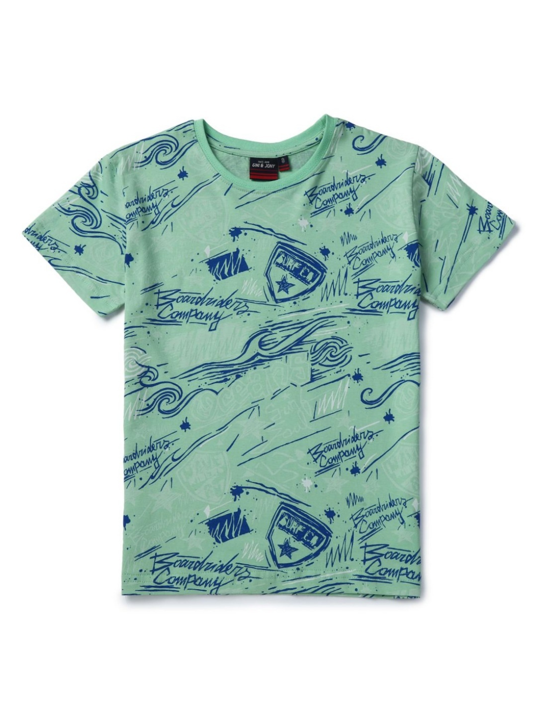 

Gini and Jony Boys Typography Printed Round Neck Cotton T-shirt, Green