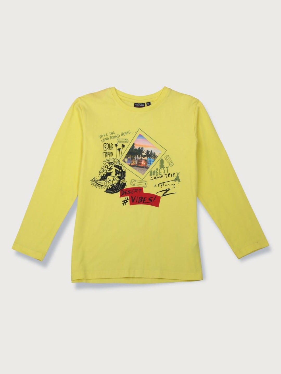 

Gini and Jony Boys Graphic Printed Round Neck Cotton T-shirt, Yellow