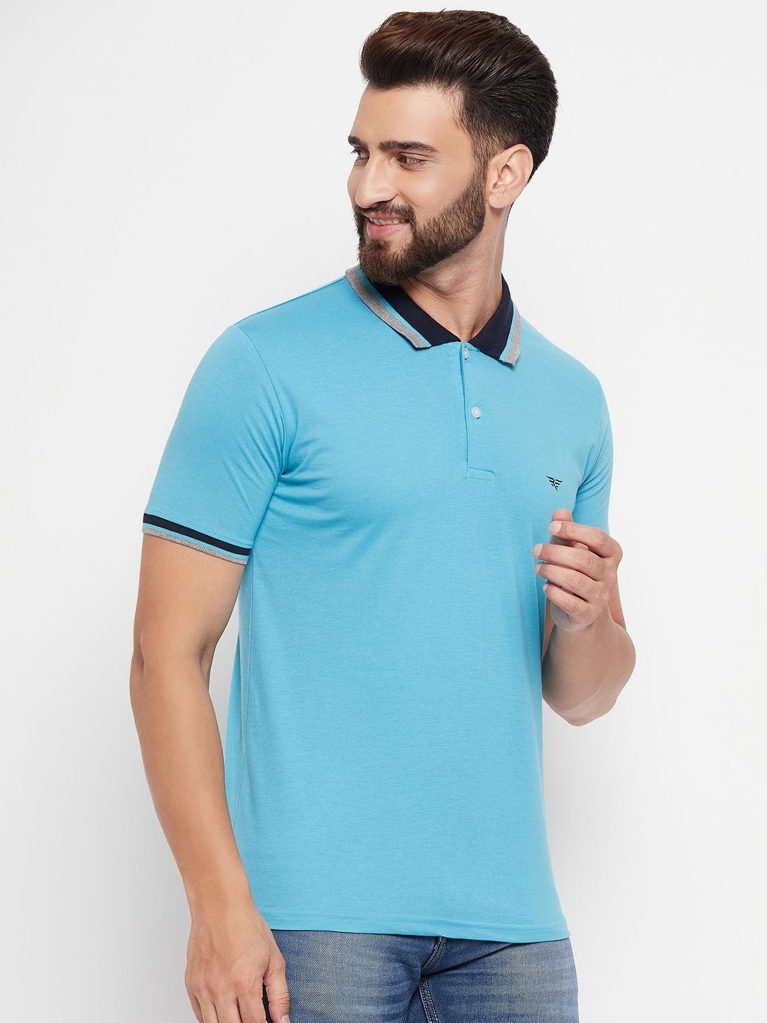 

RISS Men Solid Polo Collar Cotton T-shirt, Taupe