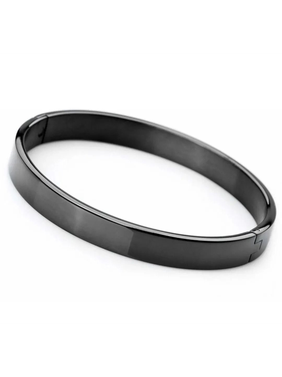

V FASHION JEWELLERY Unisex Stainless Steel Kada Bracelet, Black