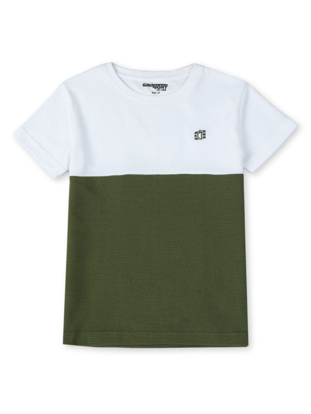 

Gini and Jony Boys Colourblocked Round Neck Cotton T-shirt, Olive