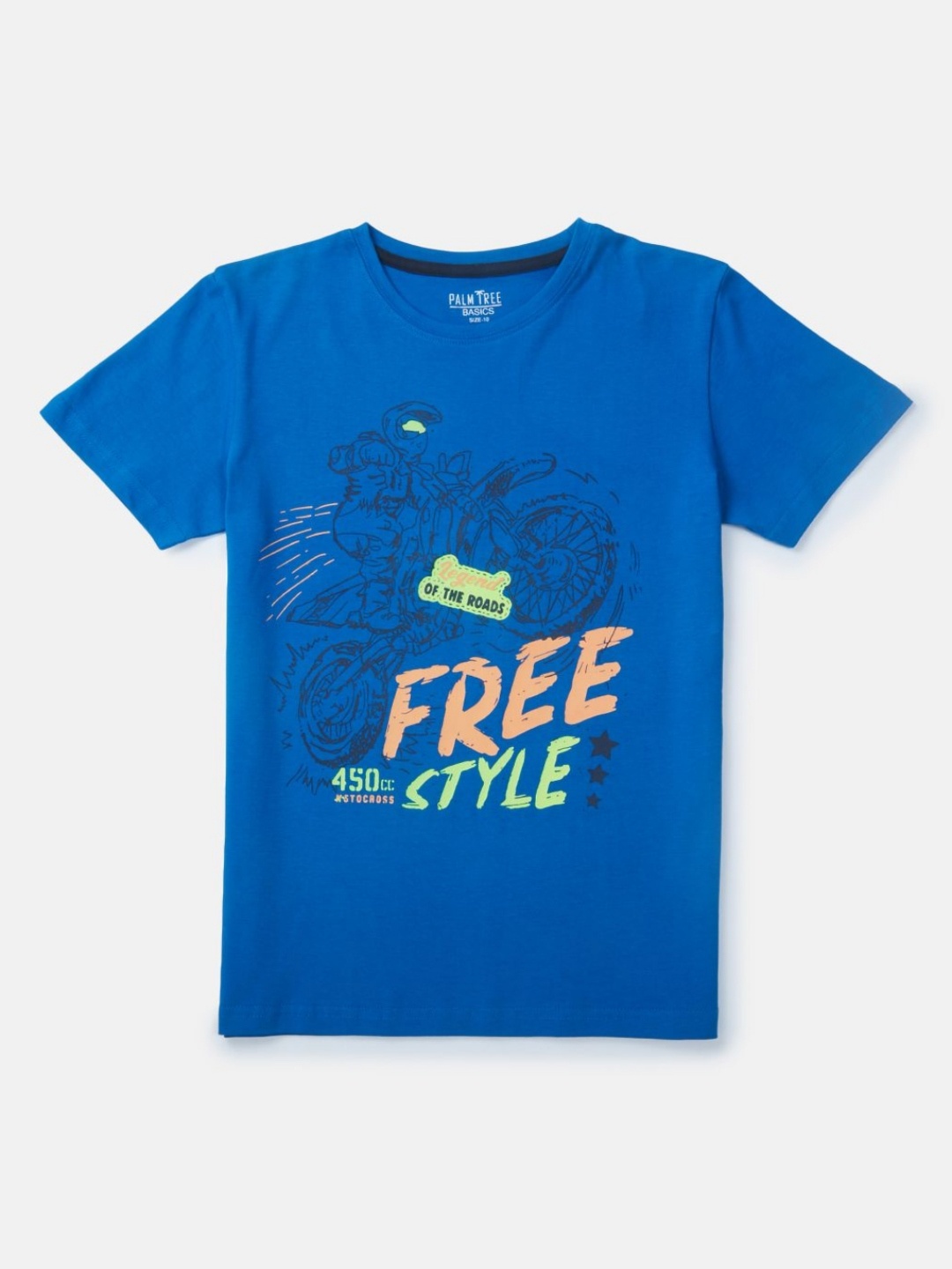 

Palm Tree Boys Graphic Printed Round Neck Cotton T-Shirt, Blue