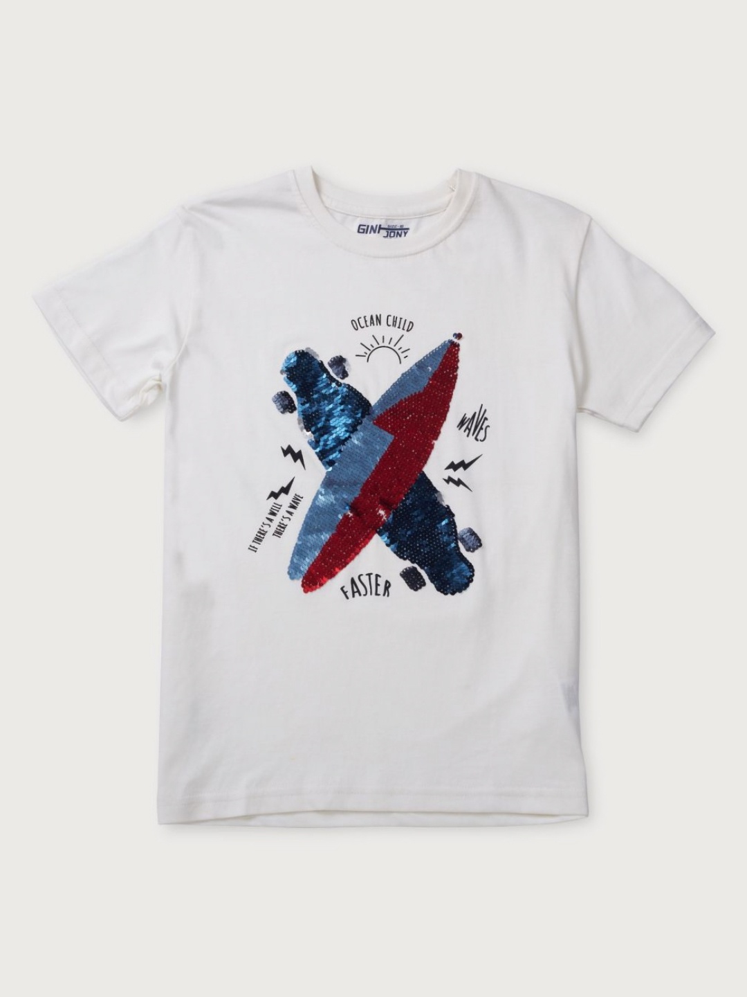 

Gini and Jony Boys Graphic Printed Round Neck Cotton T-shirt, White