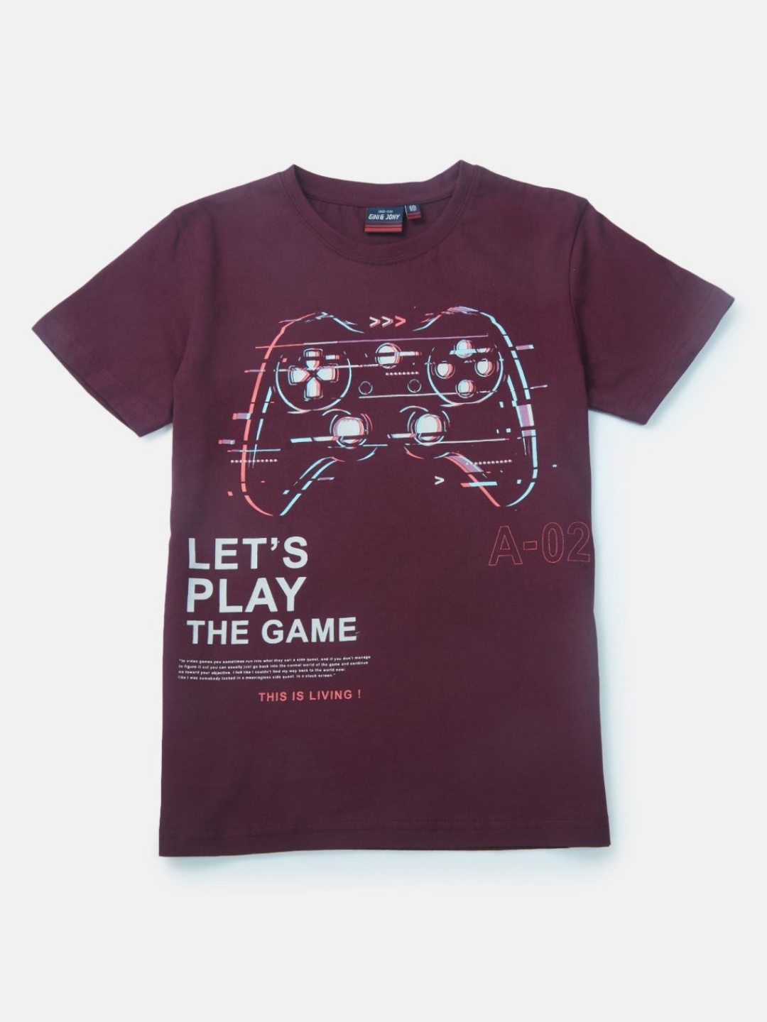 

Gini and Jony Boys Graphic Printed Round Neck Cotton T-shirt, Burgundy