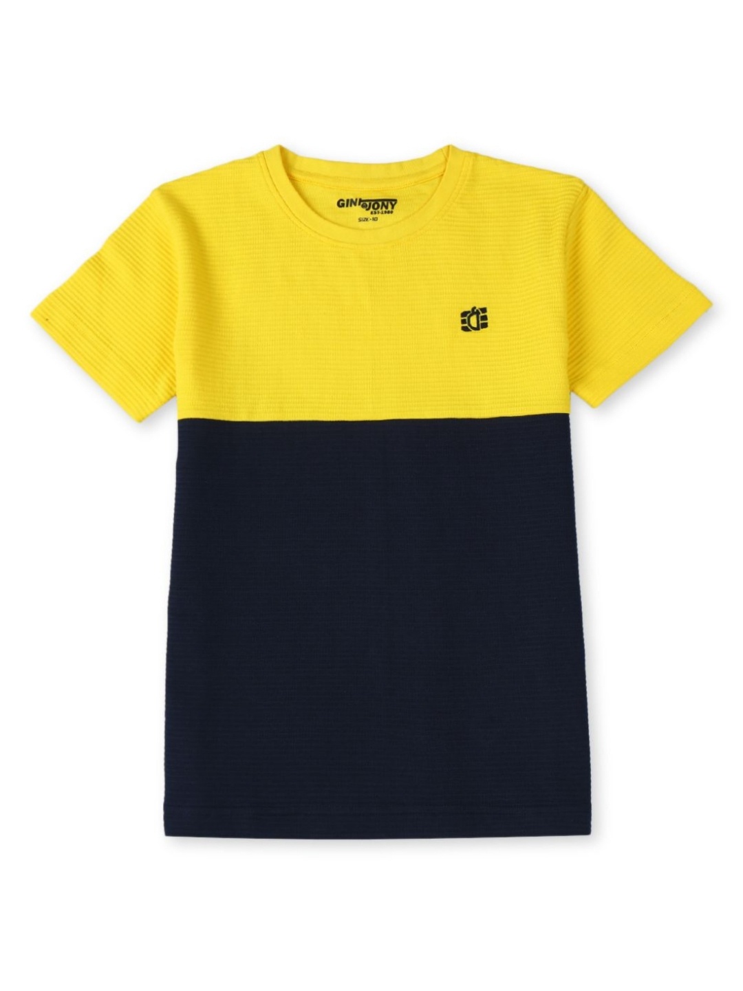 

Gini and Jony Boys Colourblocked Round Neck Cotton T-shirt, Navy blue