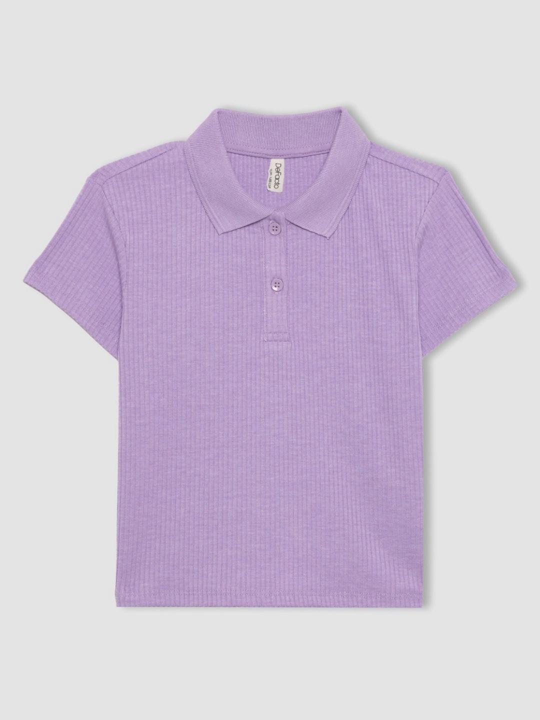 

DeFacto Girls Solid Polo Collar T-shirt, Lavender