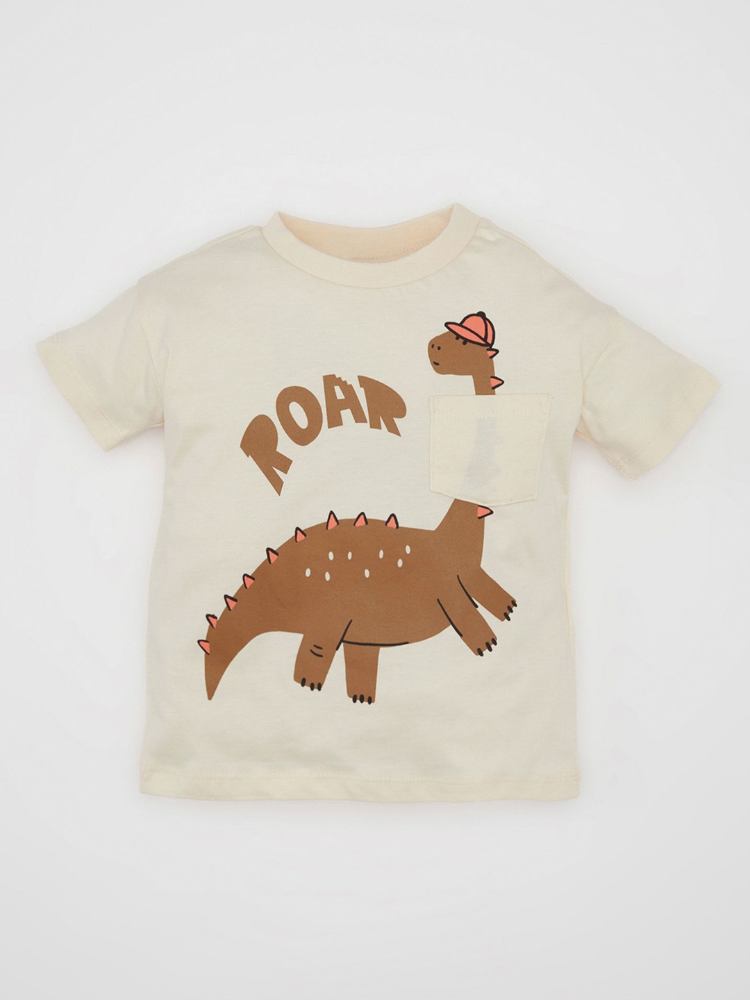 

DeFacto Boys Graphic Printed Round Neck Cotton T-shirt, Cream