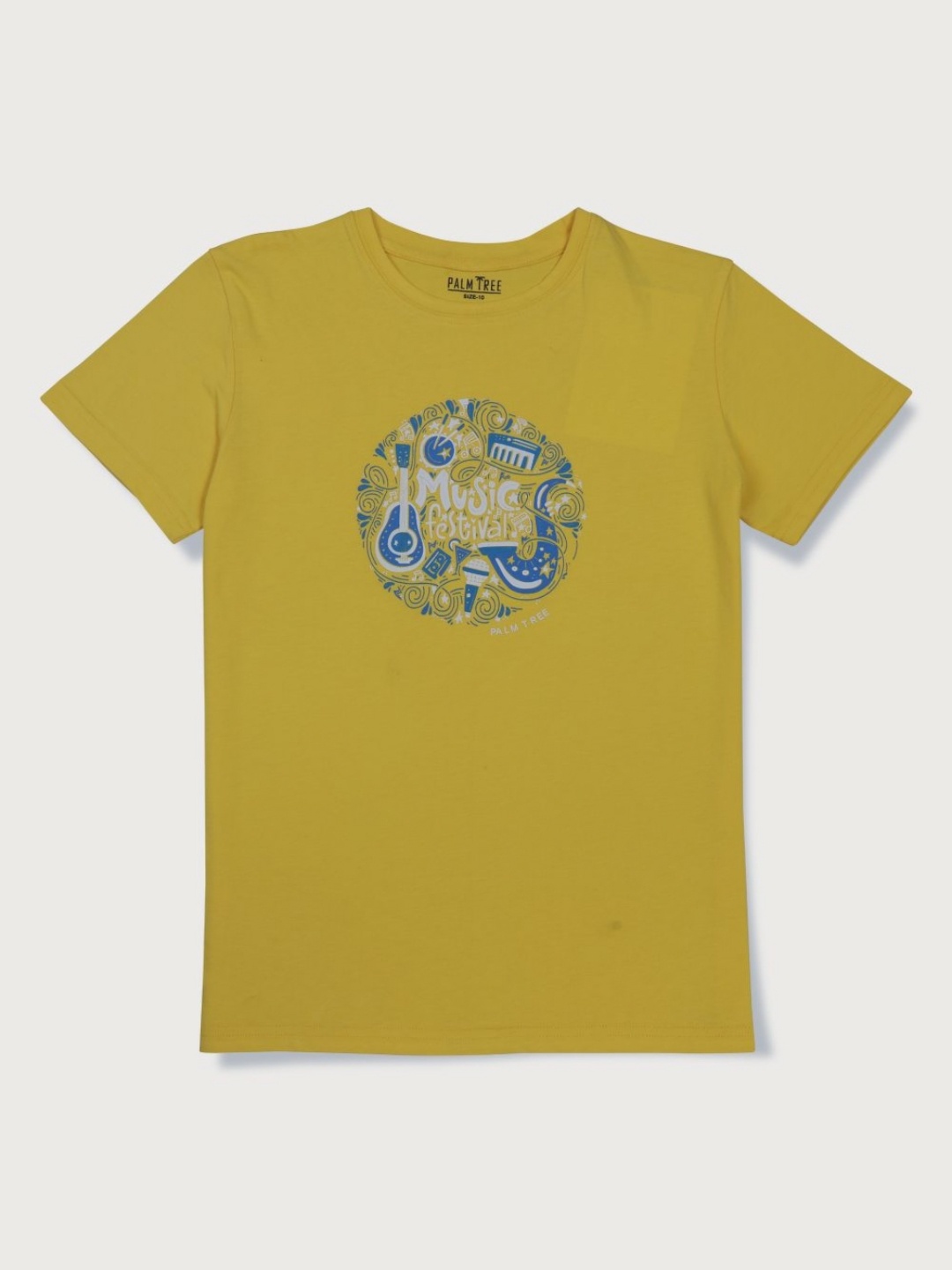 

Palm Tree Boys Graphic Printed Round Neck Cotton T-Shirt, Yellow