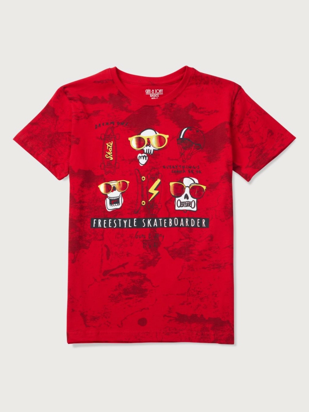 

Gini and Jony Boys Graphic Printed Round Neck Cotton T-shirt, Red