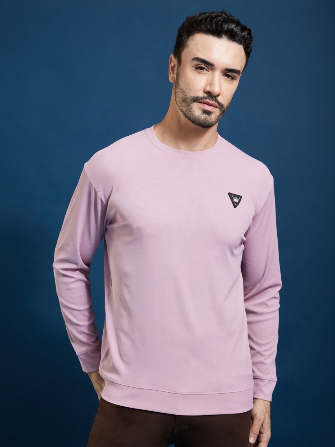 

SMARTEES Men Solid Round Neck T-Shirt, Pink