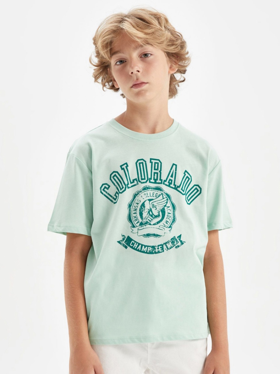 

DeFacto Boys Typography Printed Applique T-shirt, Na