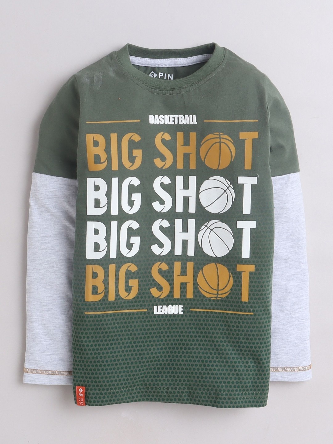 

3PIN Boys Typography Printed Round Neck Cotton T-shirt, Green