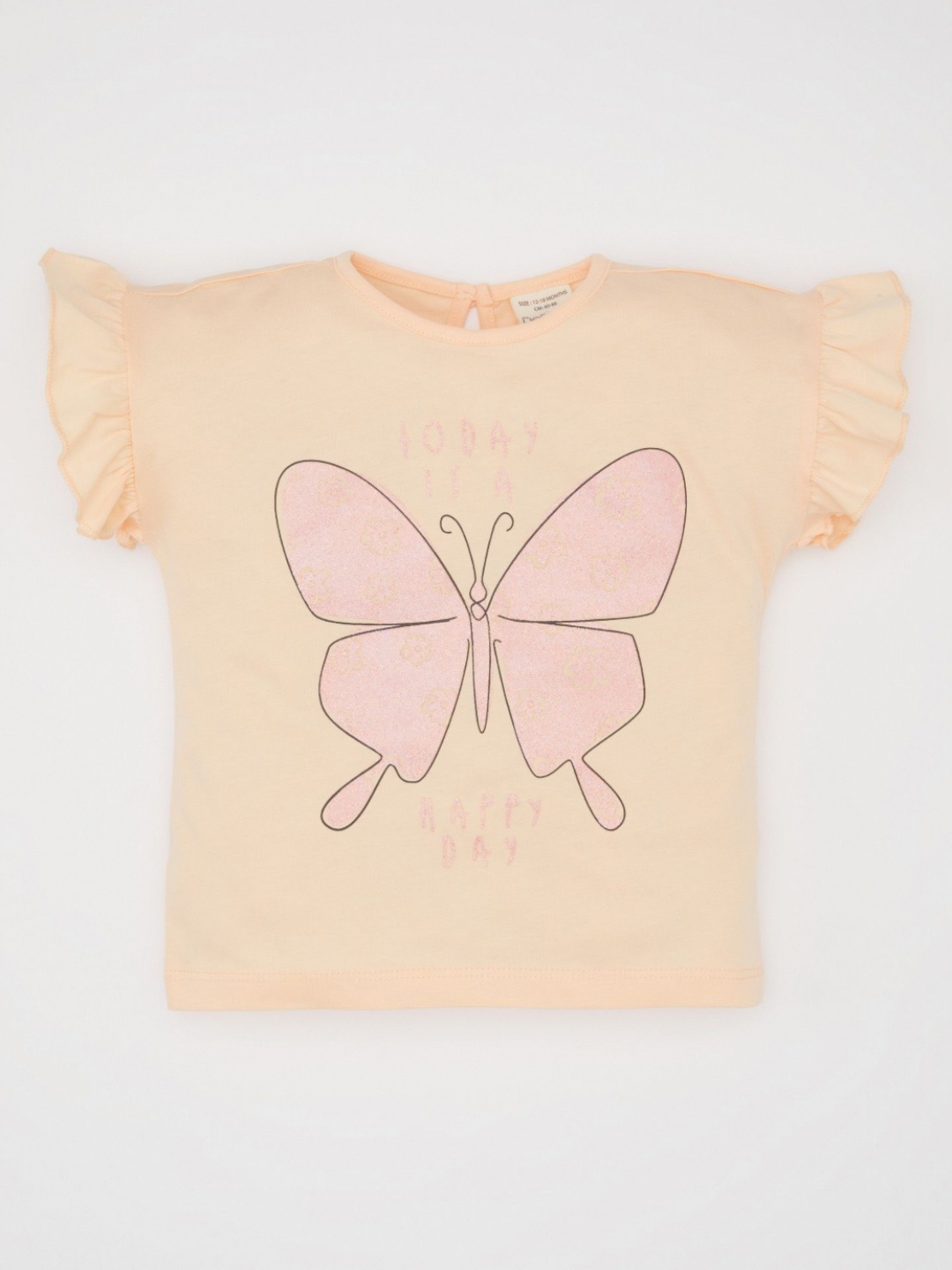 

DeFacto Girls Graphic Printed Round Neck Cotton T-shirt, Peach