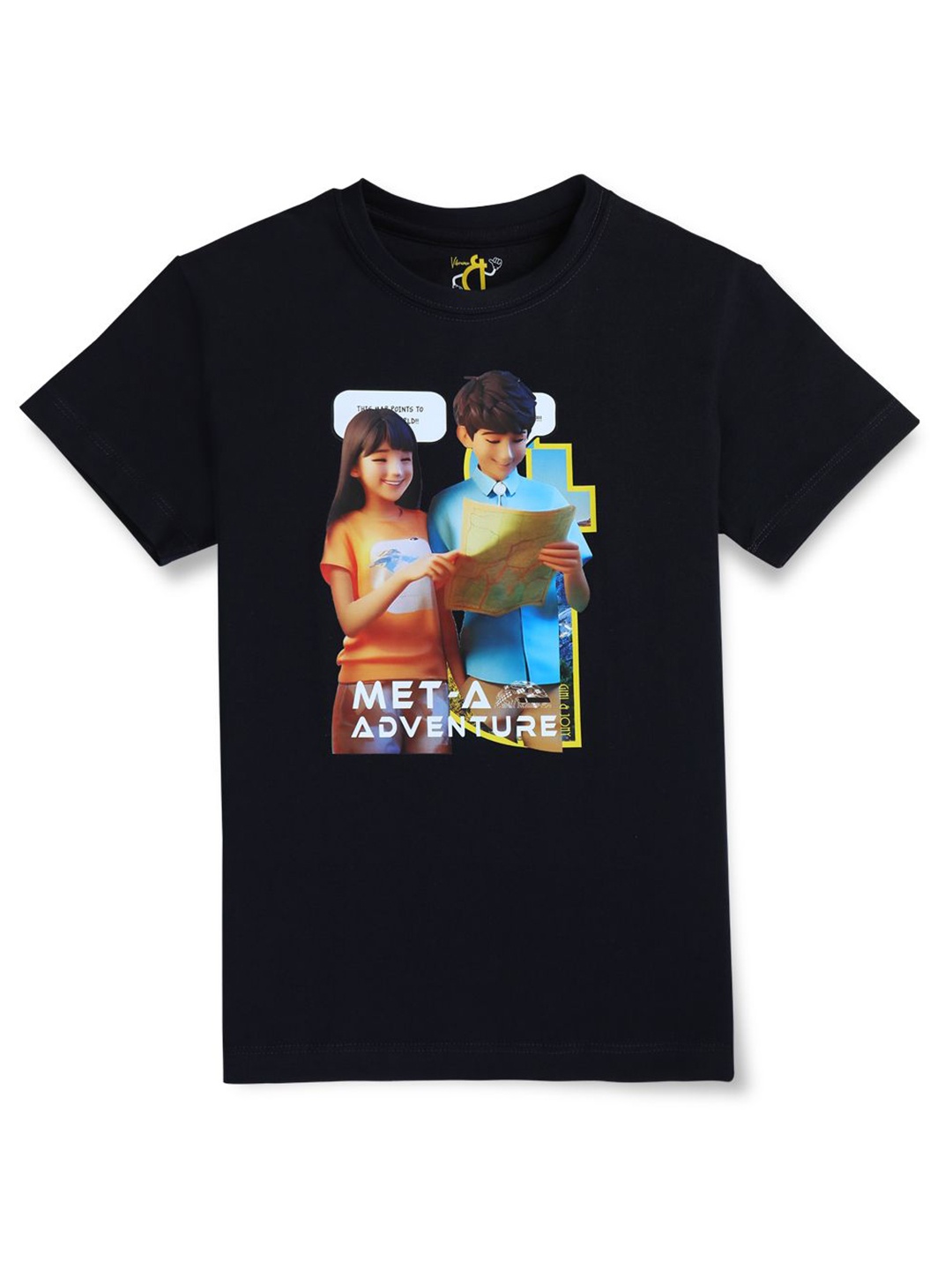 

Gini and Jony Boys Graphic Printed Round Neck Cotton T-shirt, Navy blue