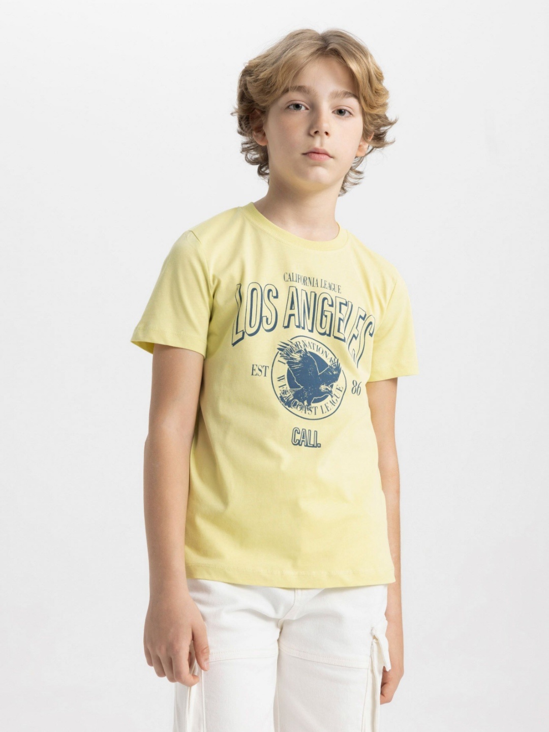 

DeFacto Boys Typography Printed Round Neck Cotton T-shirt, Yellow
