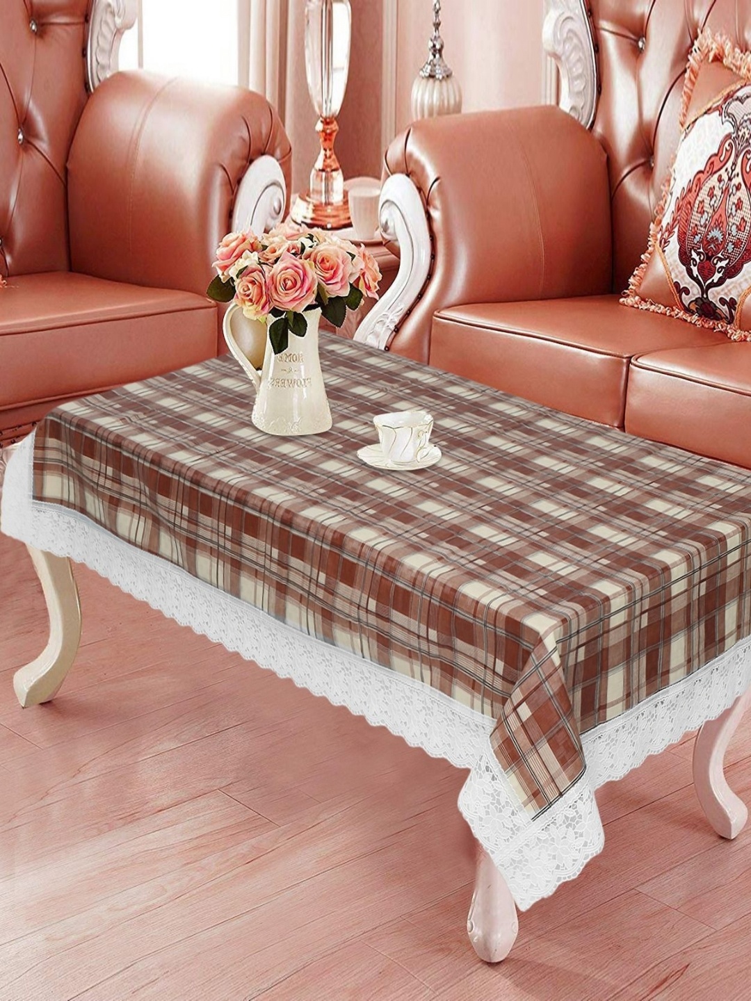 

LooMantha Brown & White Checked 4 Seater Table Cover