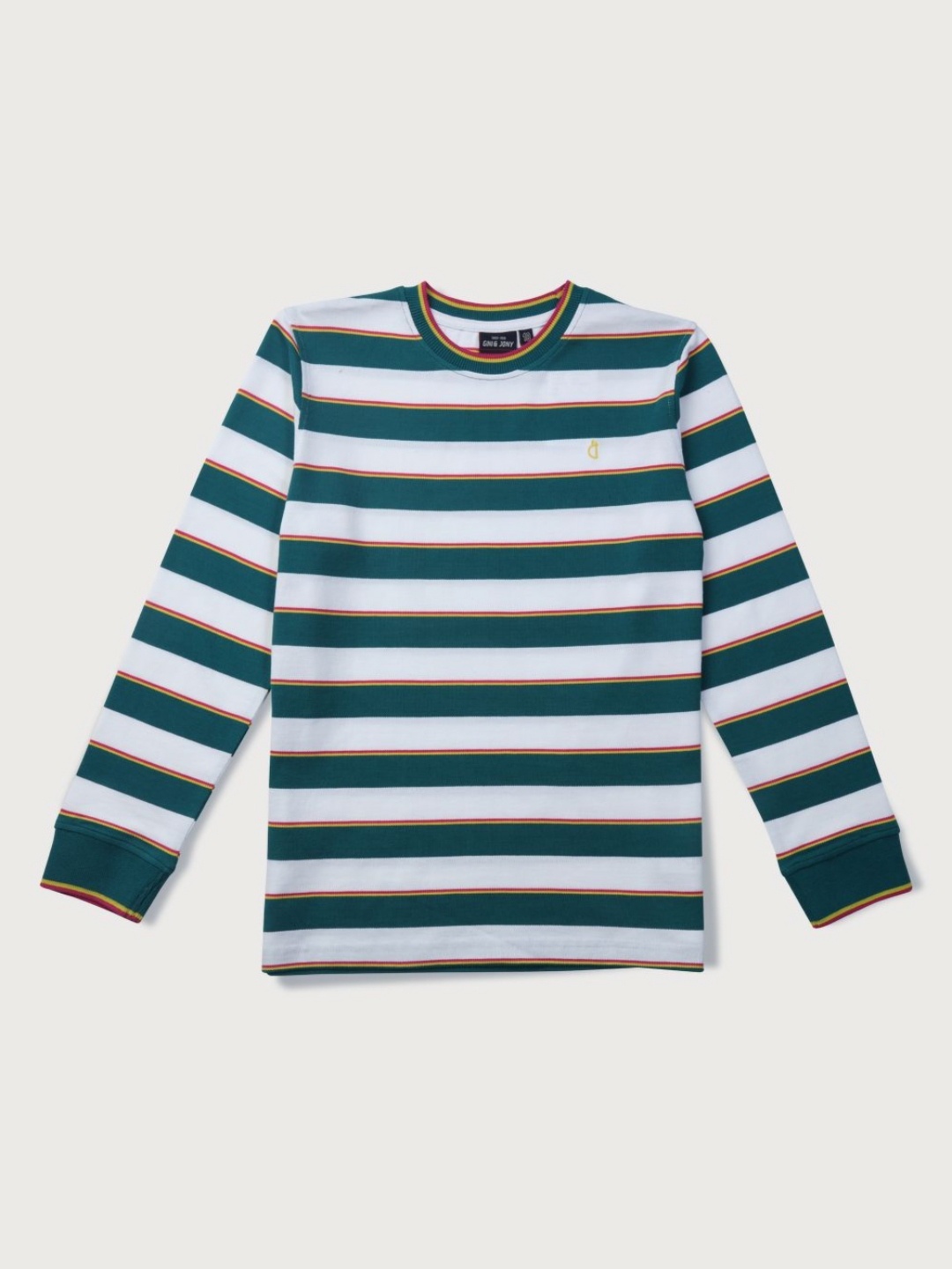 

Gini and Jony Boys Striped Round Neck Cotton T-shirt, Green