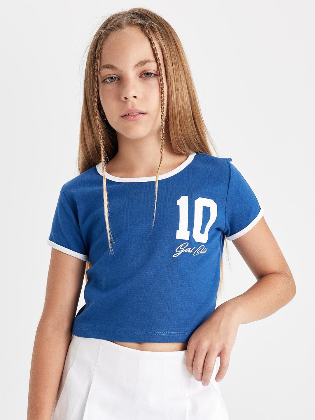 

DeFacto Girls Typography Printed Round Neck Cotton T-shirt, Na