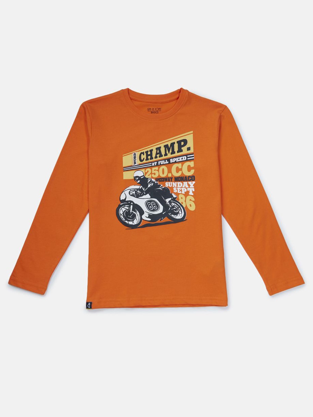 

Palm Tree Boys Graphic Printed Round Neck Cotton T-Shirt, Orange