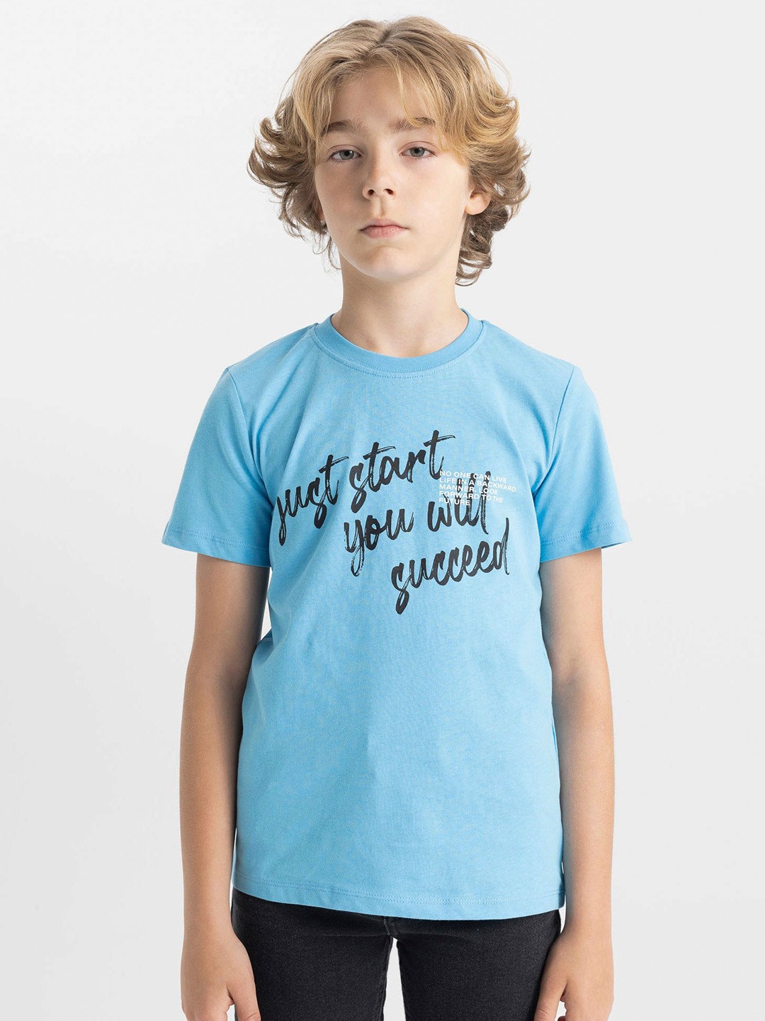 

DeFacto Boys Typography Printed Round Neck Cotton T-shirt, Na