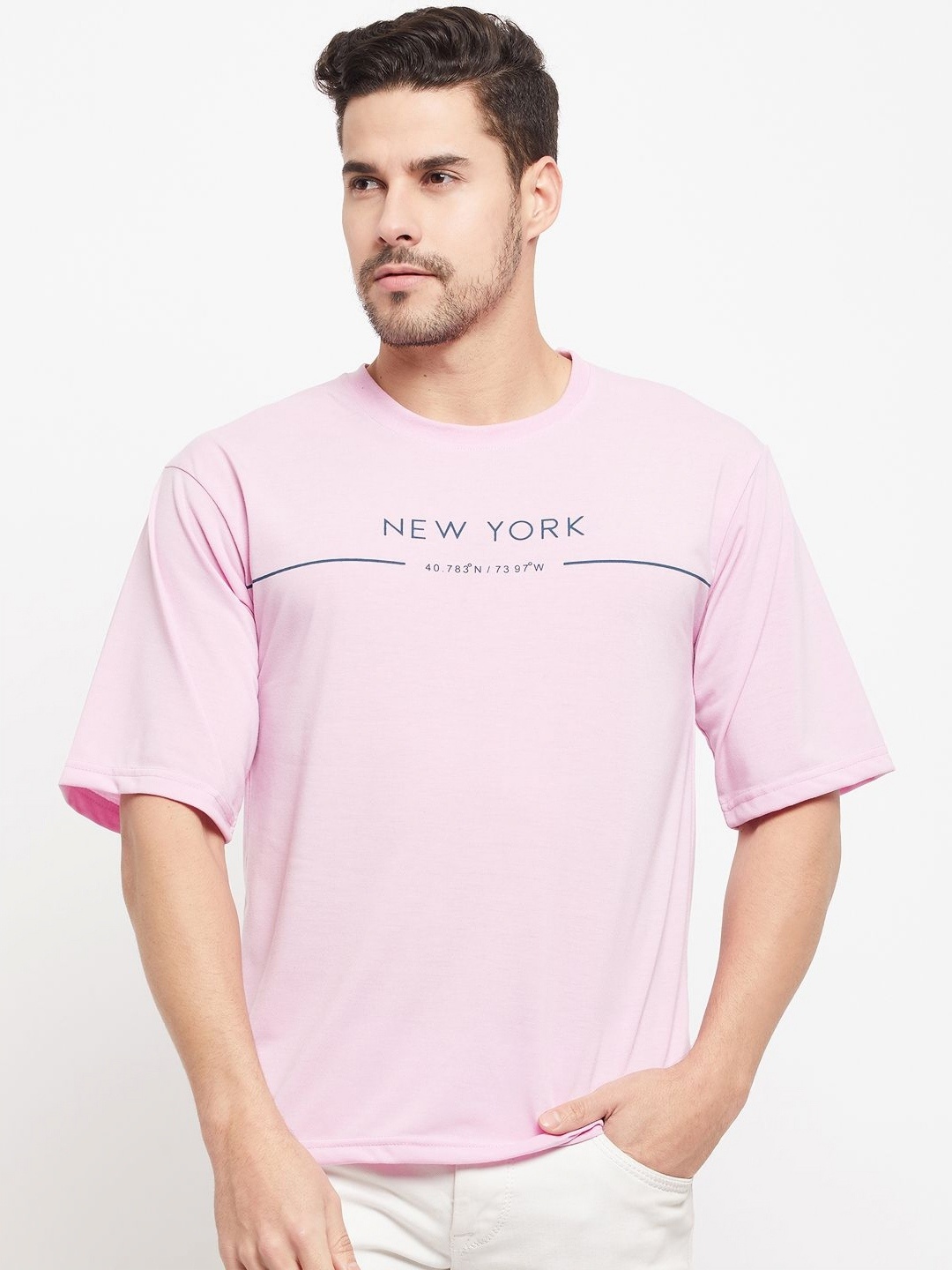 

Austin wood Men Typography Printed Round Neck Cotton T-shirt, Purple
