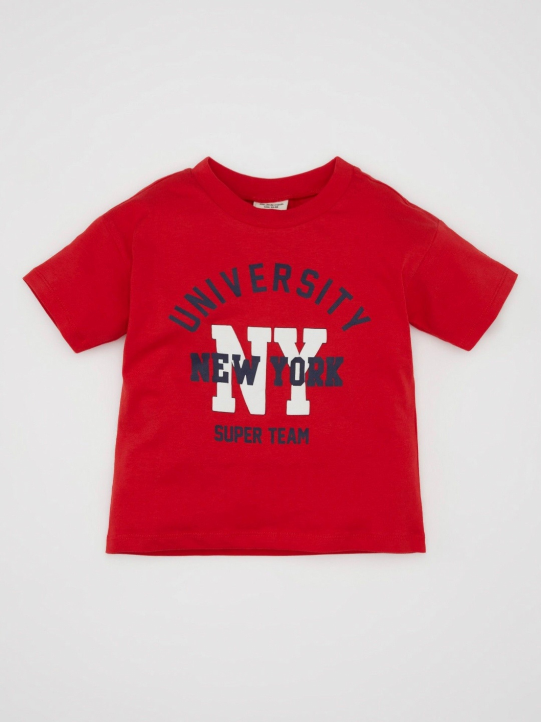 

DeFacto Boys Graphic Printed Round Neck Cotton T-shirt, Red