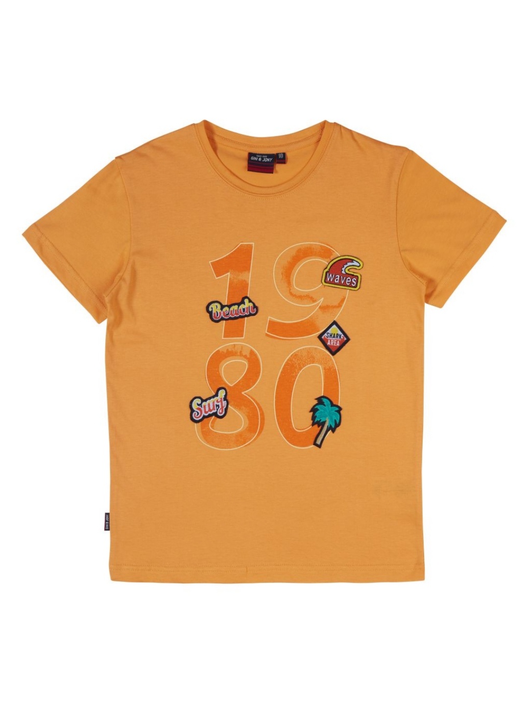 

Gini and Jony Boys Graphic Printed Round Neck Cotton T-shirt, Orange
