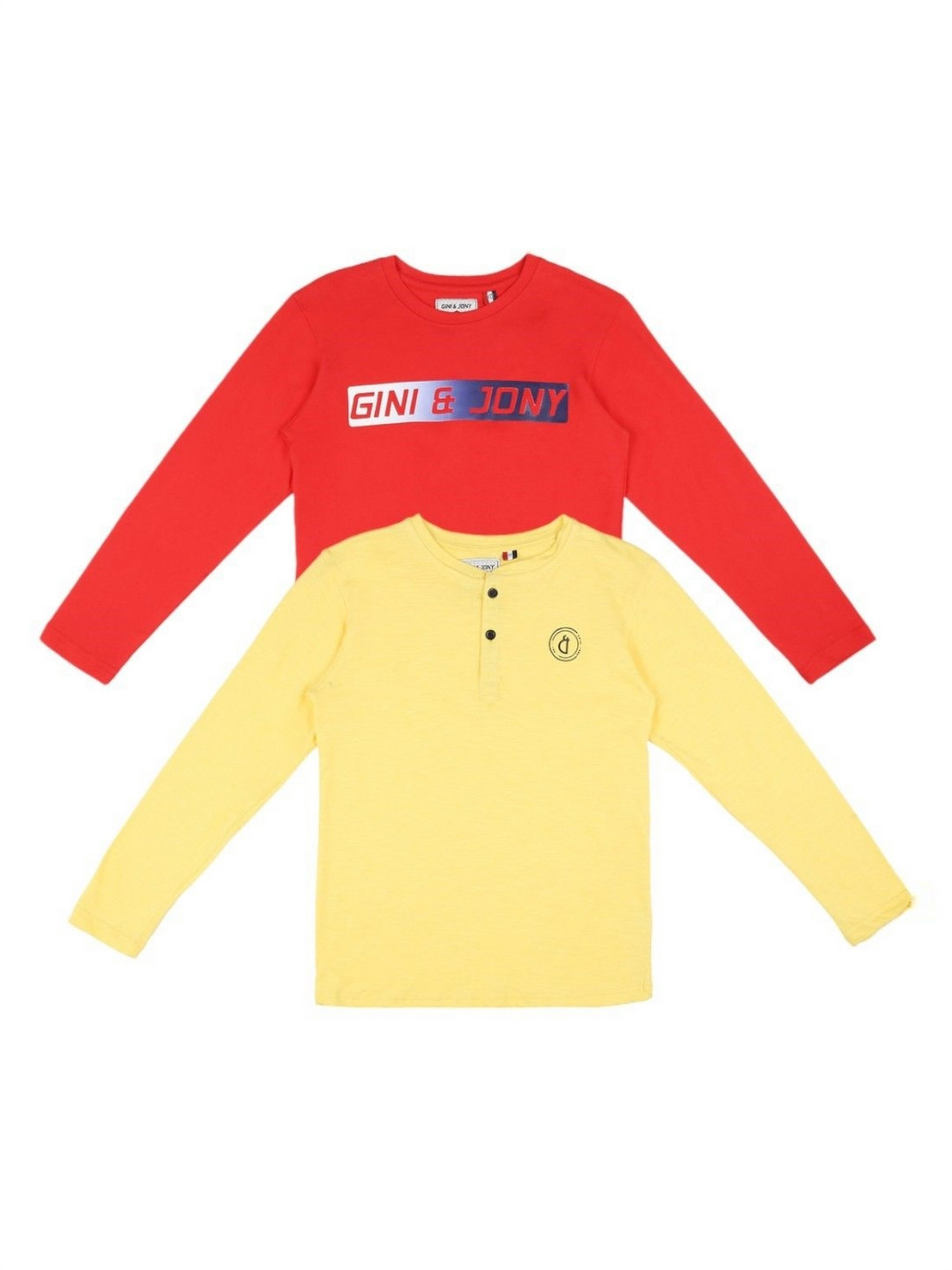 

Gini and Jony Boys Brand Logo Printed Henley Neck T-shirt, Multi