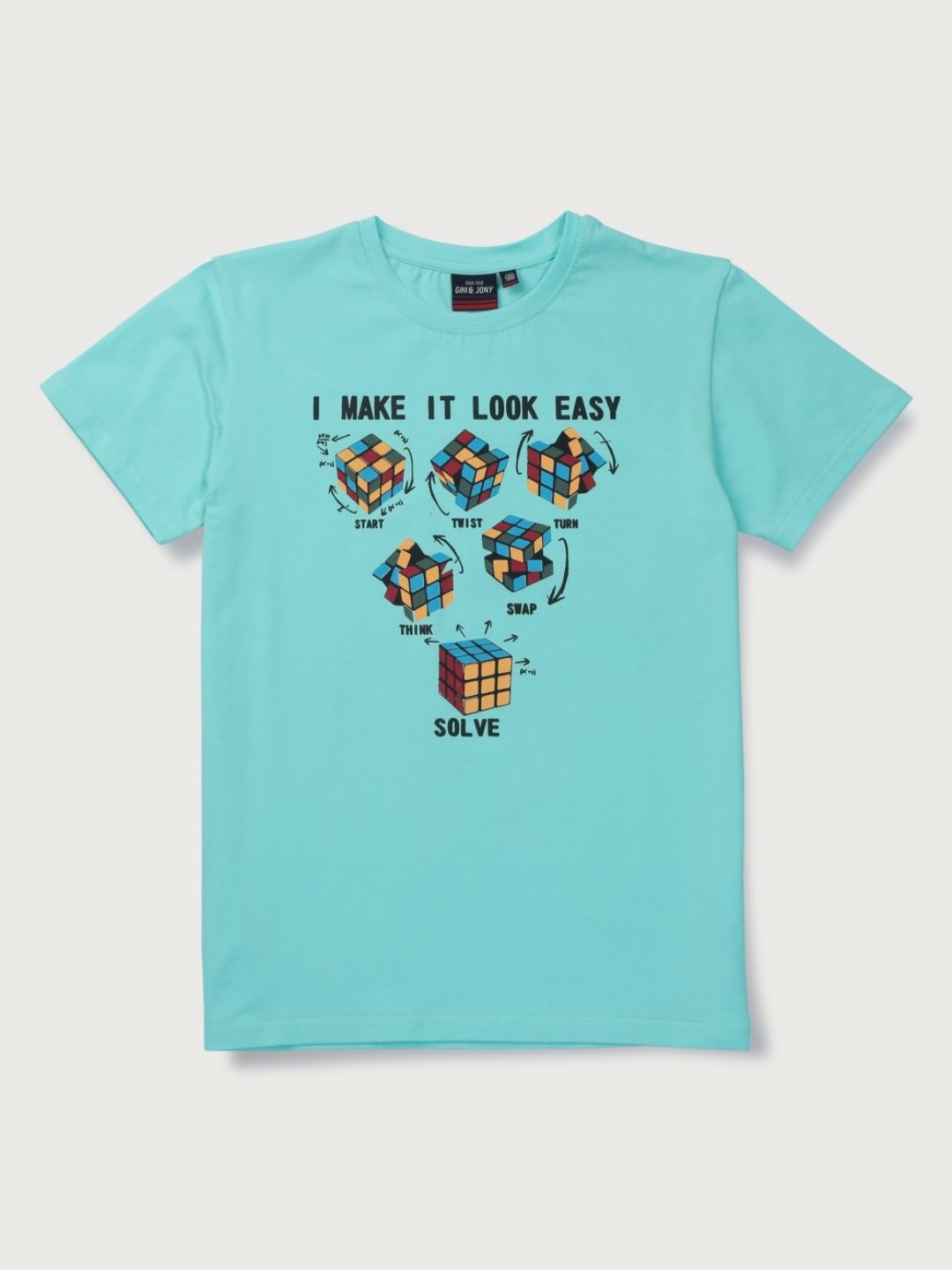 

Gini and Jony Boys Graphic Printed Round Neck Cotton T-shirt, Blue