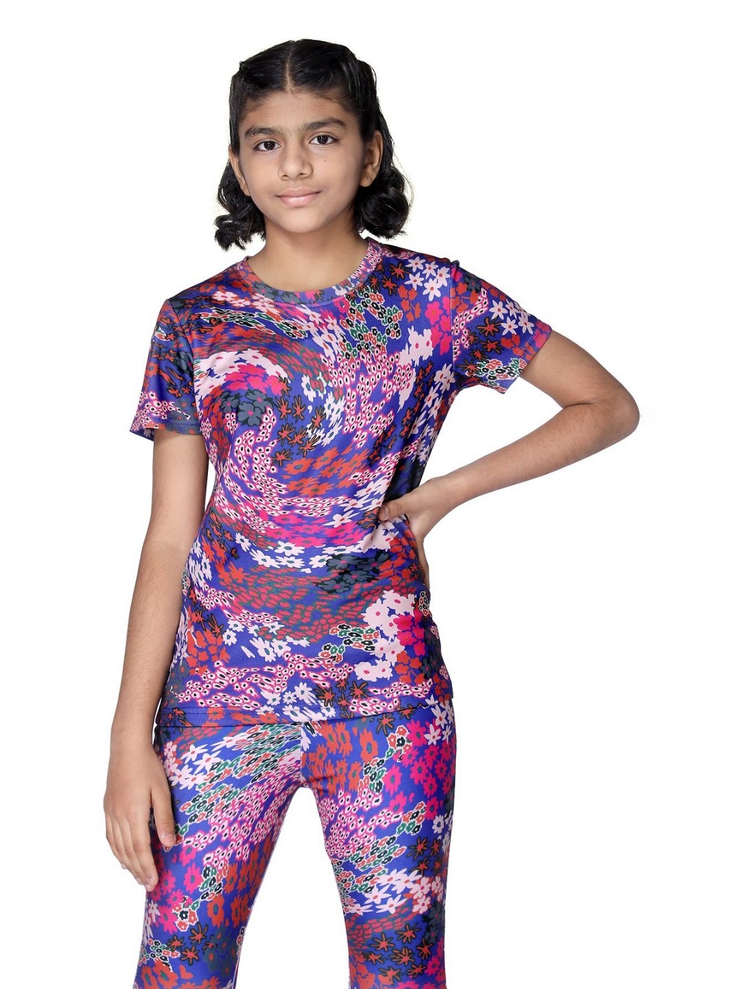 

UMILDO Girls Floral Printed Round Neck T-Shirt, Maroon