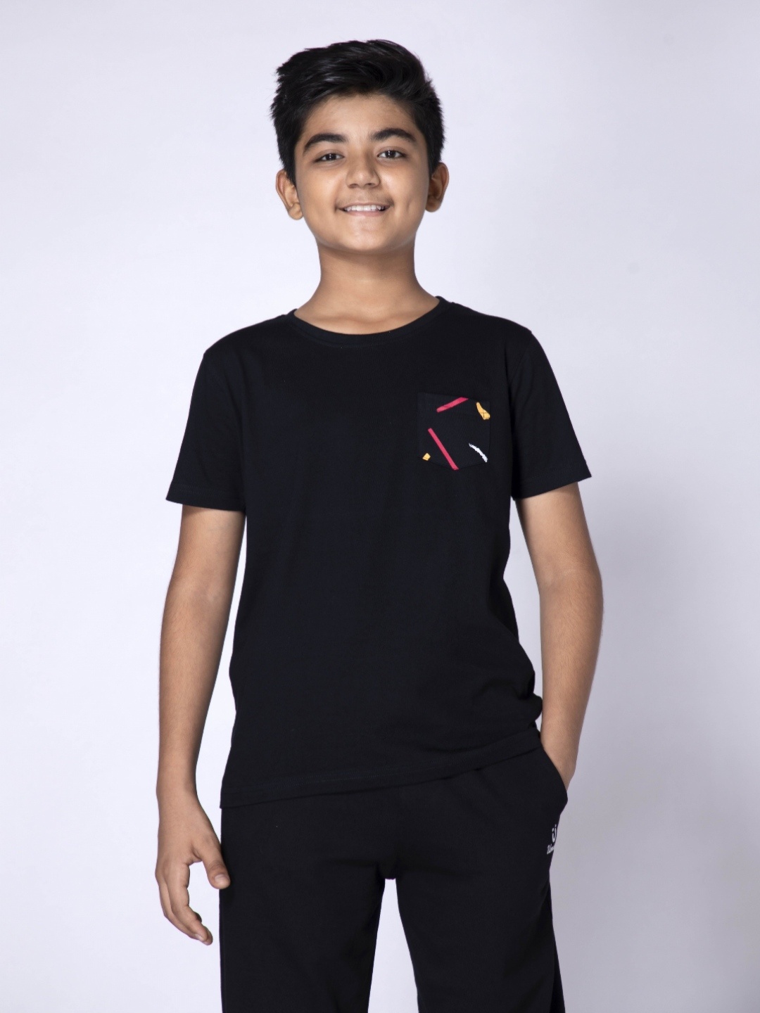 

UMILDO Boys Typography Printed Round Neck Cotton T-shirt, Black