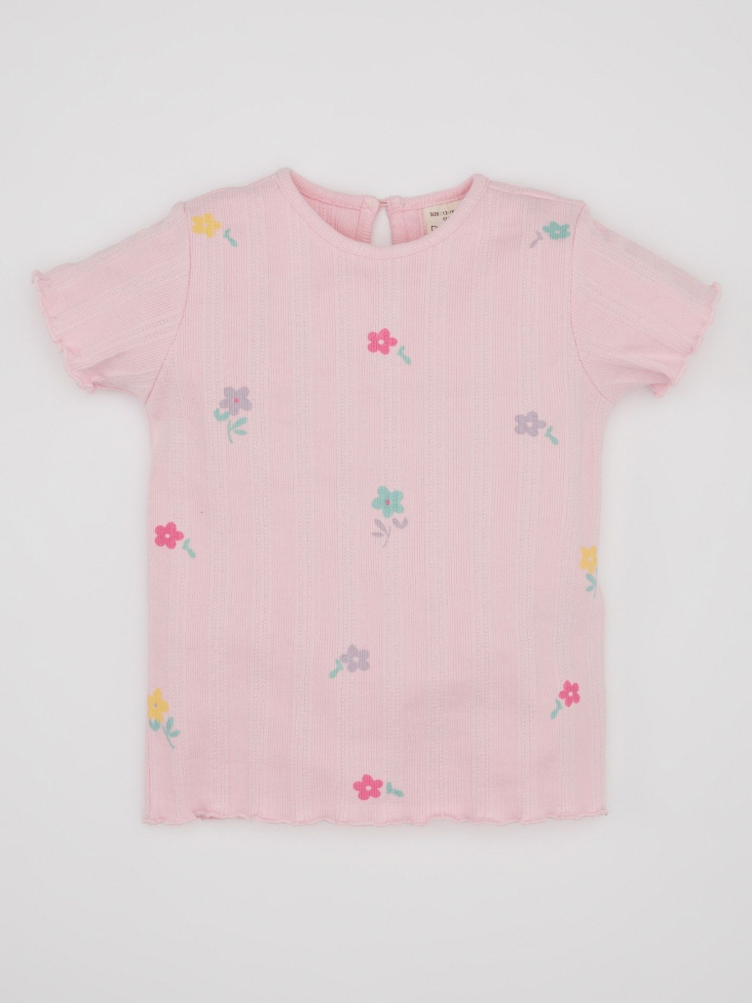 

DeFacto Girls Floral Printed Round Neck Cotton T-shirt, Pink