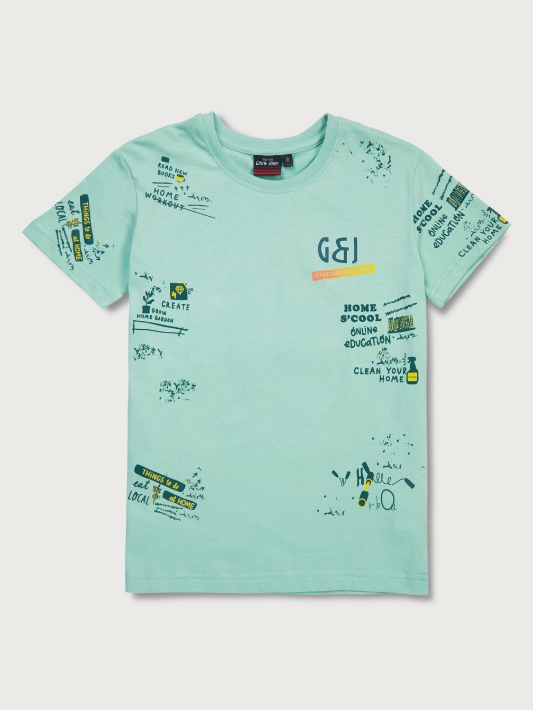 

Gini and Jony Boys Dry Fit Typography Printed Round Neck Cotton T-shirt, Blue
