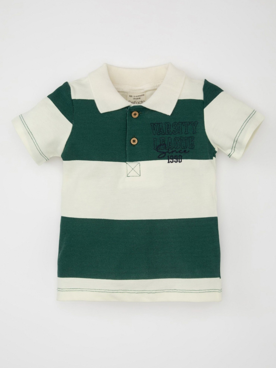 

DeFacto Boys Striped Polo Collar Cotton T-shirt, Cream