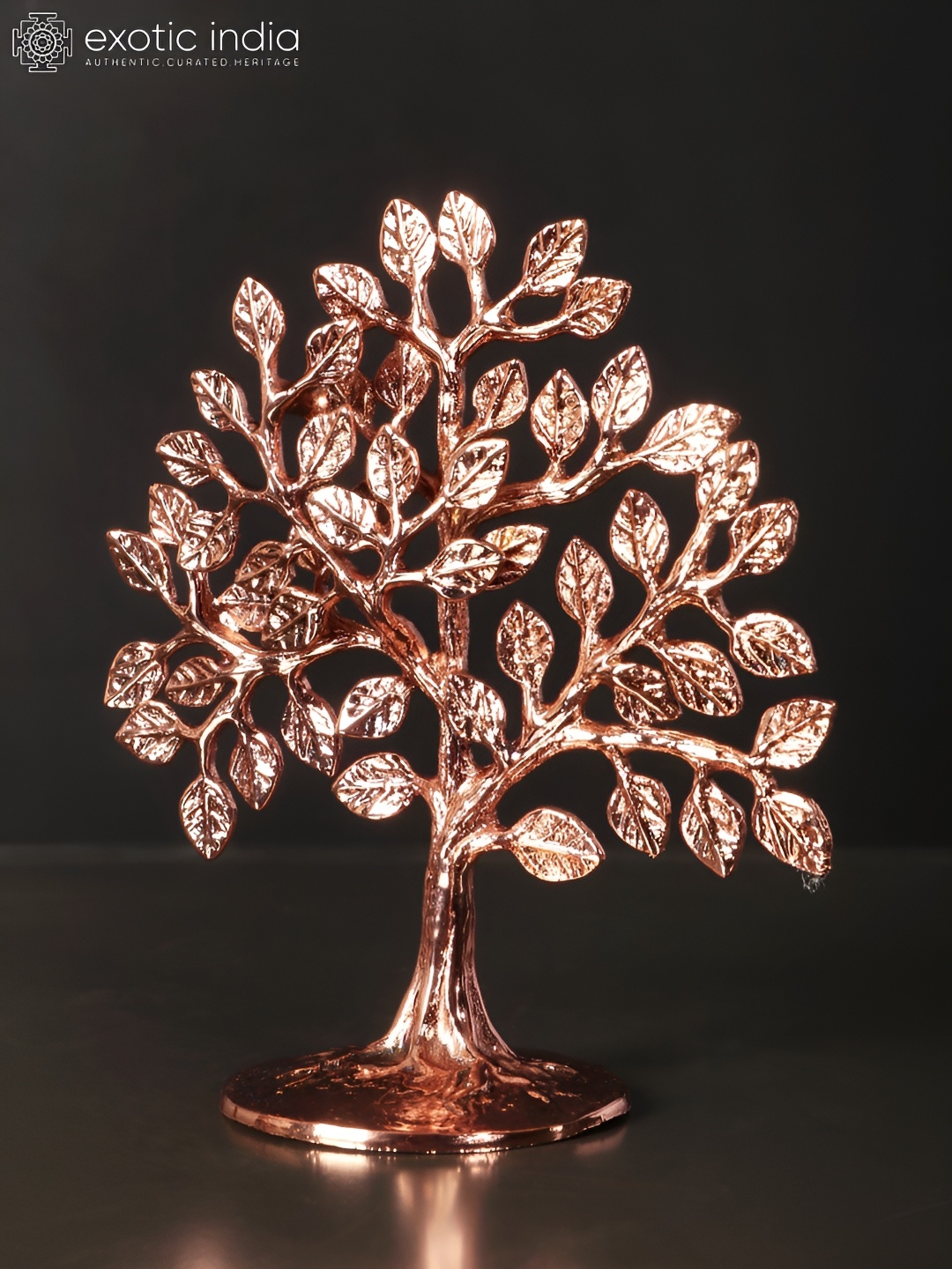 

Exotic India Gold-Toned Brass Tree Of Life Figurine Showpiece