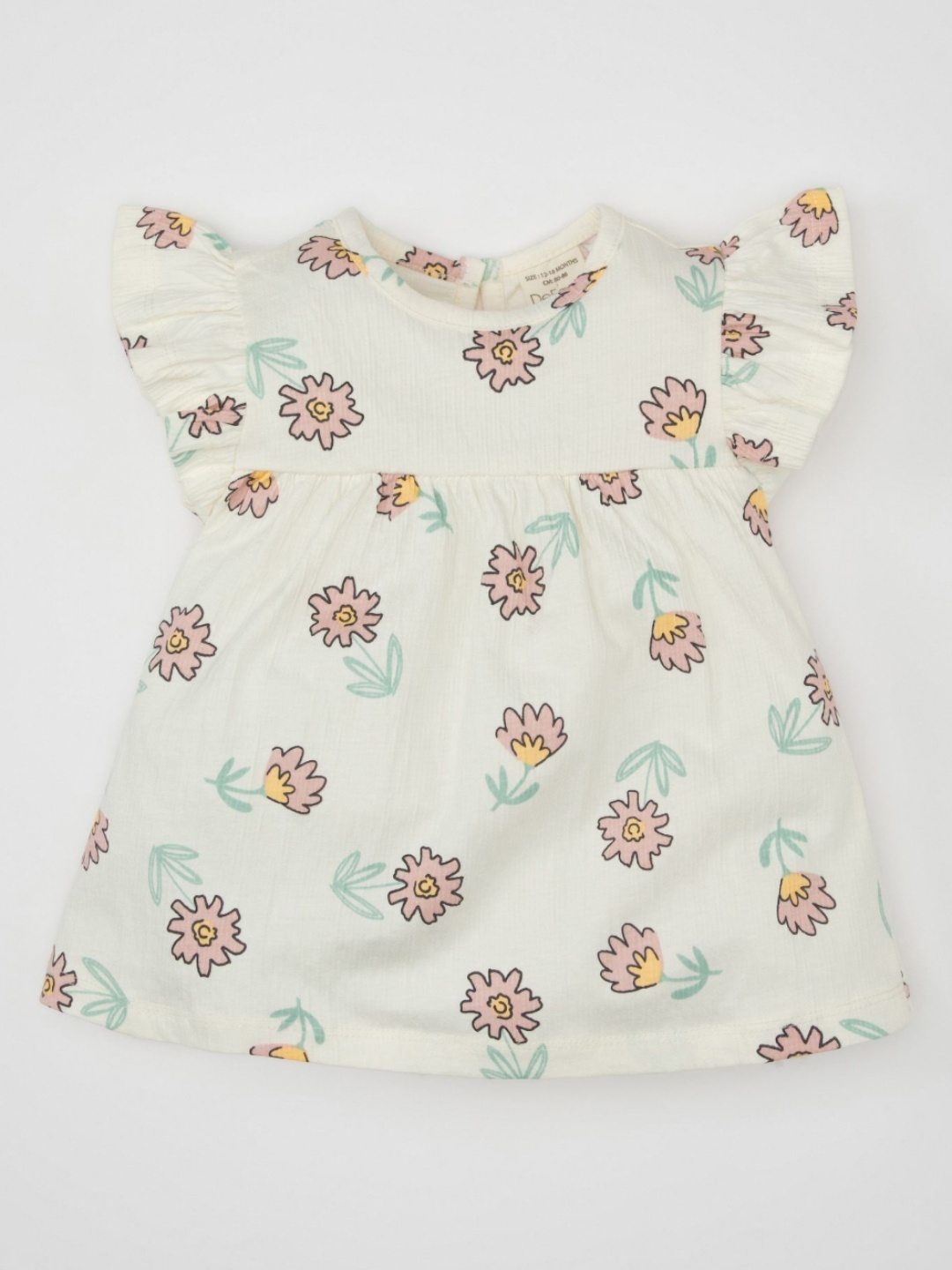 

DeFacto Girls Conversational Printed Round Neck Cotton T-shirt, Cream