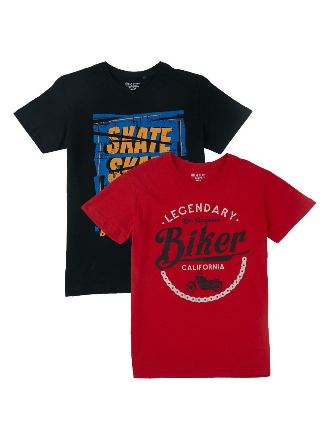 

Gini and Jony Boys Pack Of 2 Dry Fit Typography Printed Round Neck Cotton T-shirts, Red