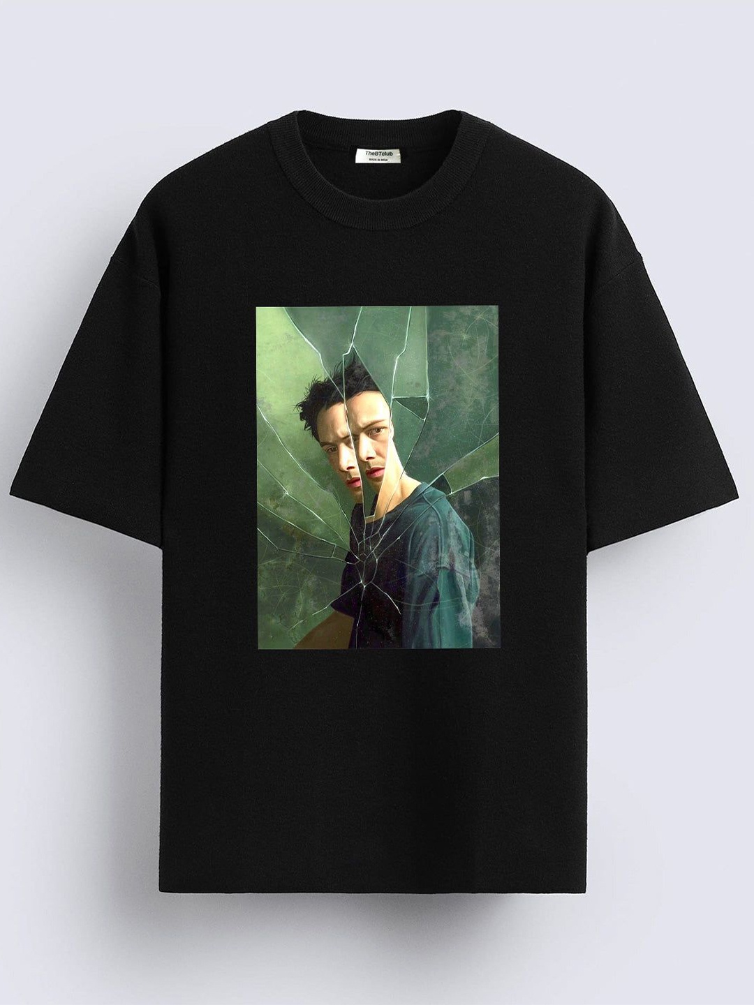 

TheBTclub Men Printed Drop-Shoulder Sleeves Activchill T-shirt, Black