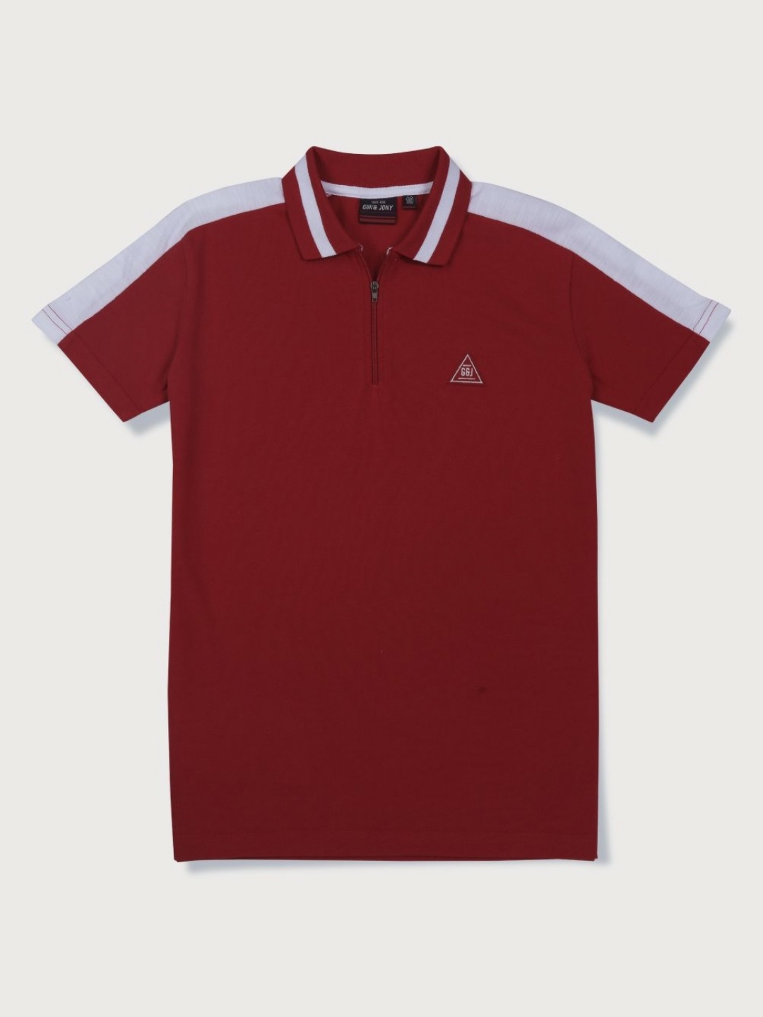 

Gini and Jony Boys Colourblocked Solid Polo Collar Cotton T-shirt, Maroon