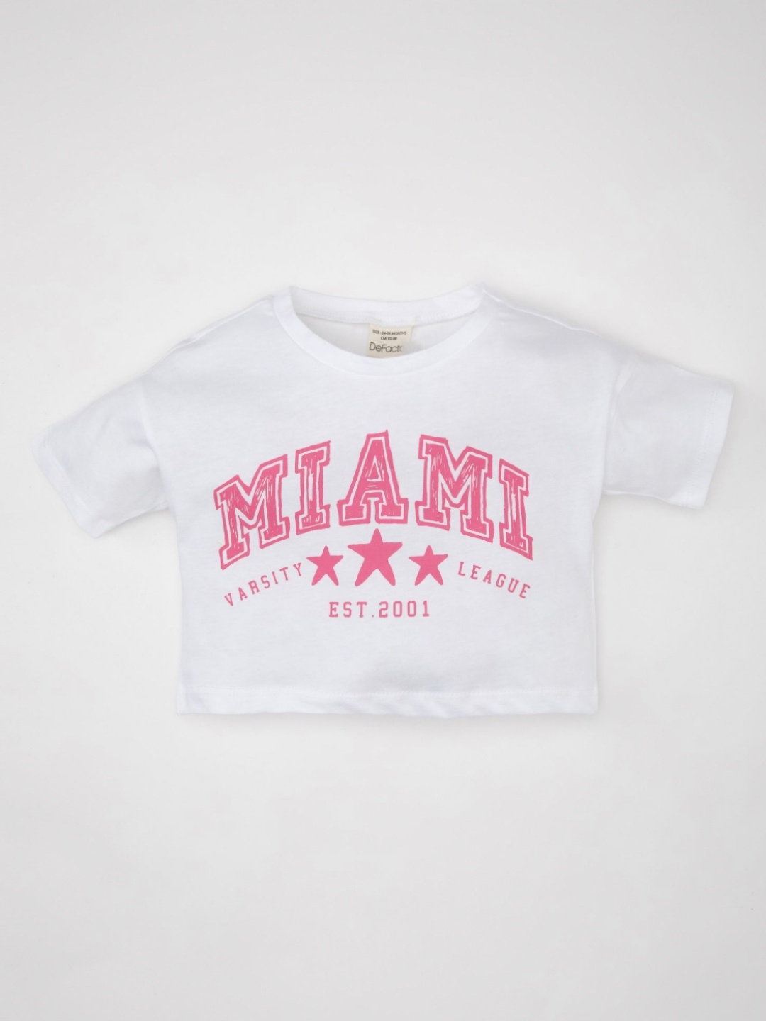 

DeFacto Girls Cotton Typography Printed Round Neck T-shirt, White