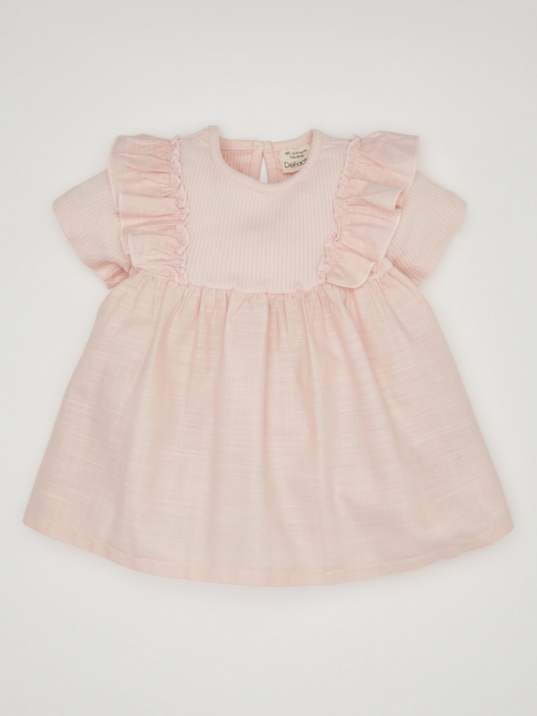 

DeFacto Girls Ruffles Detail Round Neck A-Line Cotton Dress, Pink