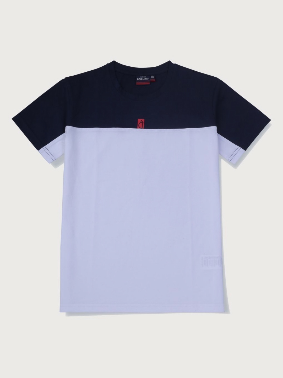 

Gini and Jony Boys Colourblocked Round Neck Cotton T-shirt, Navy blue
