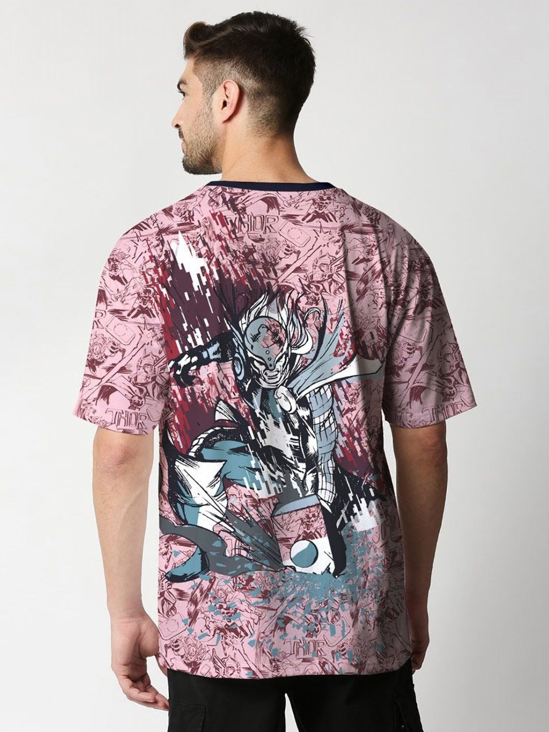 

Wear Your Opinion Men Superhero Printed Round Neck Cotton Oversized T-Shirt, Red