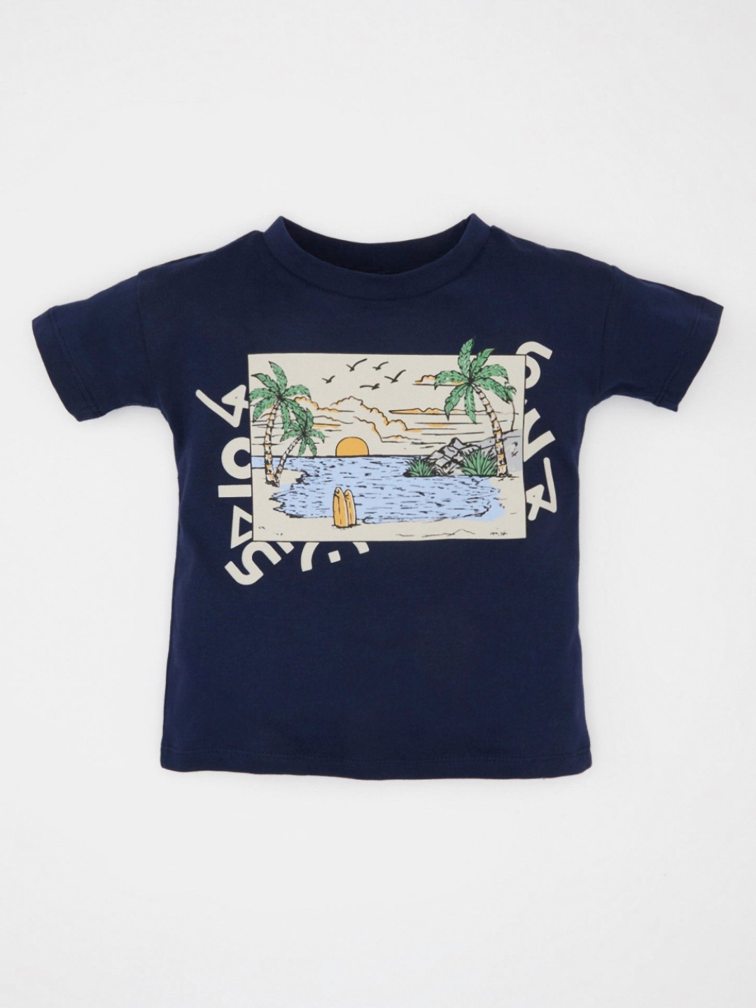 

DeFacto Boys Graphic Printed Round Neck Cotton T-shirt, Navy blue