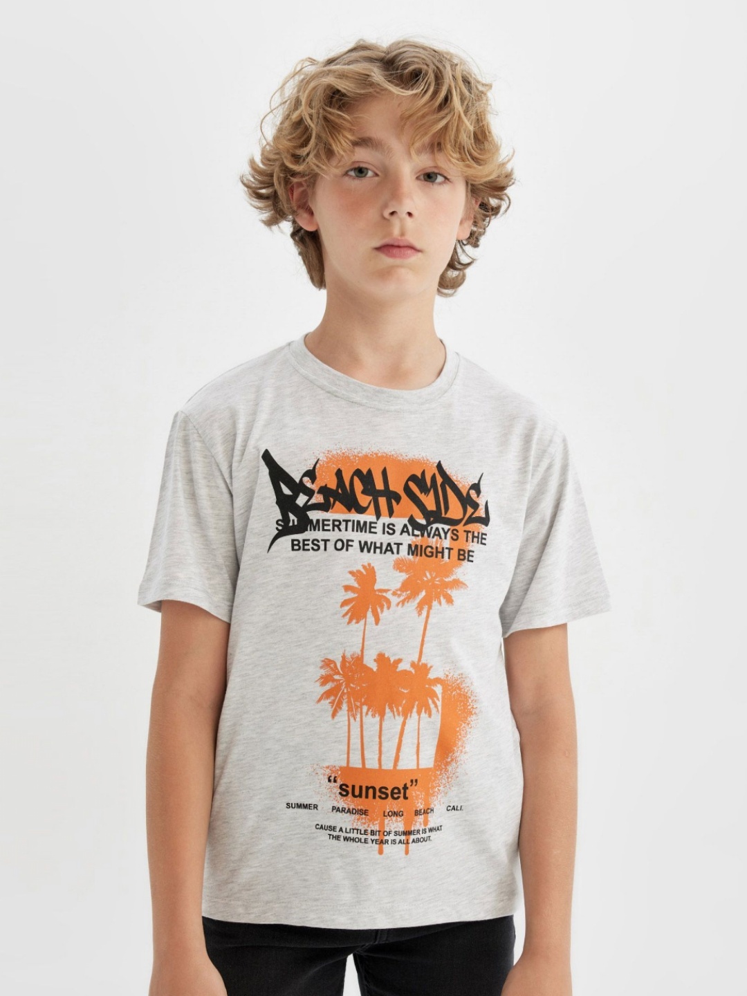 

DeFacto Boys Graphic Printed T-shirt, Grey