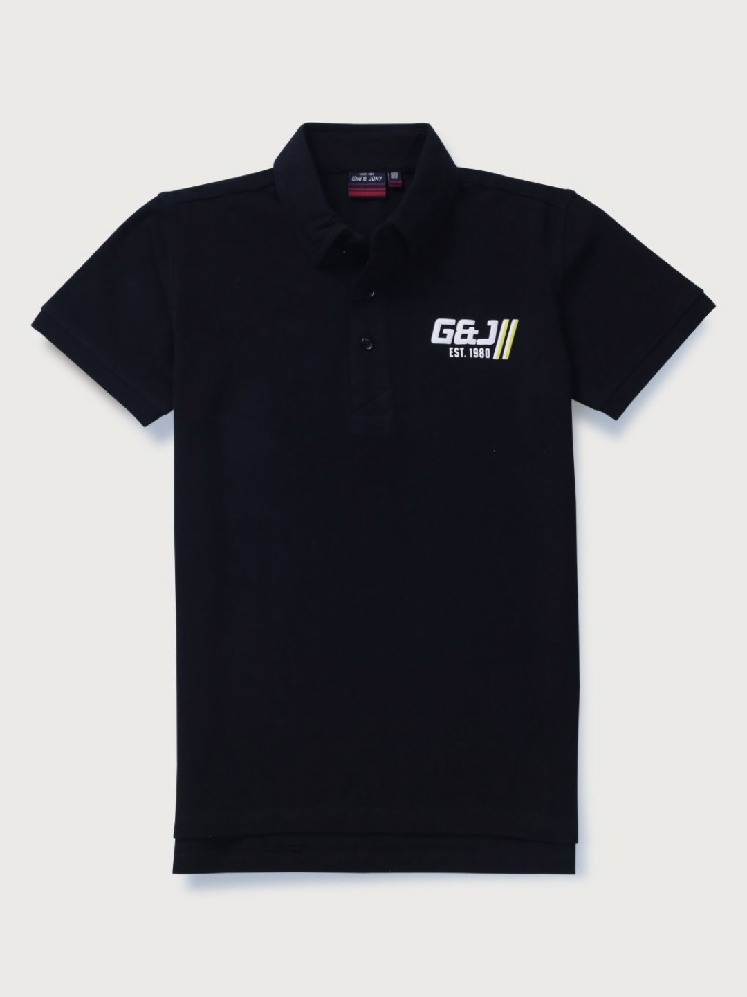 

Gini and Jony Boys Solid Polo Collar Cotton T-shirt, Black